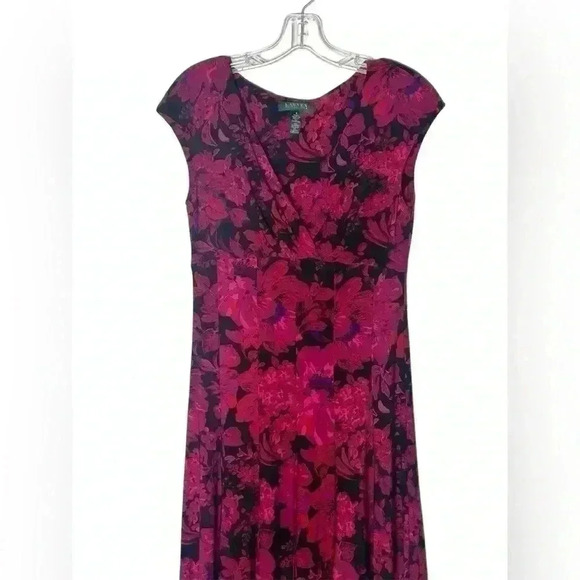 NWOT Lauren by Ralph Lauren Pink Floral Print Swing Dress Size 4 (D225) - Picture 2 of 8